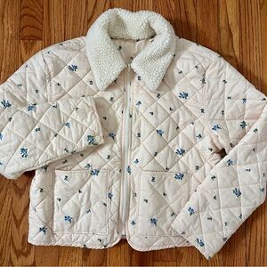 Levi’s Floral Quilted Puffer Jacket with Sherpa Collar, S